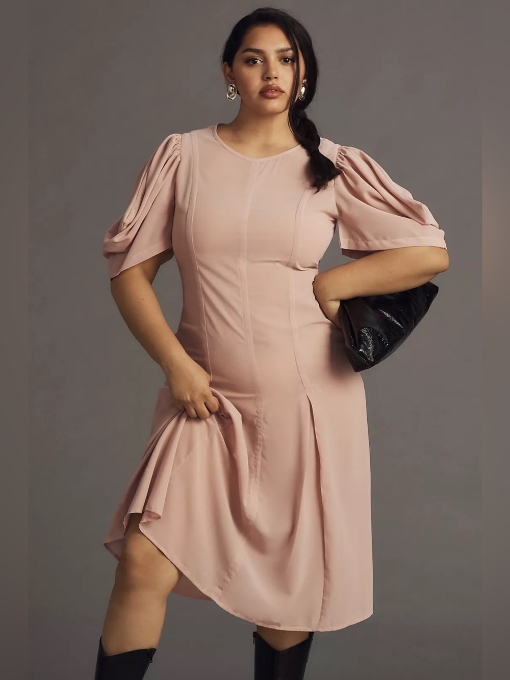 By Anthropologie Modern Sheer Midi Dress in blush pink NWT 12 feminine coquette - Picture 7 of 10